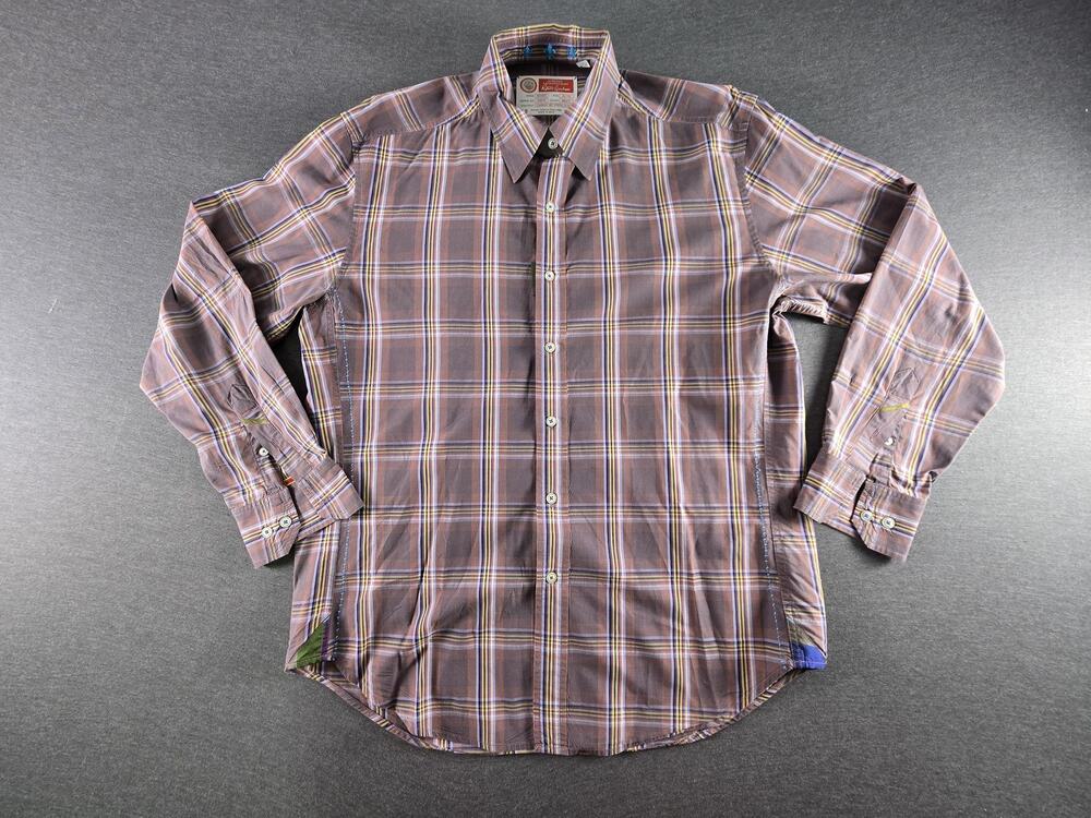 Robert Graham Mens XL Multicolor Plaid Long Sleeve Button Up Cotton Shirt Casual